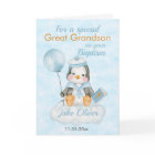 Great Grandson Blue Penguin Baptism Card