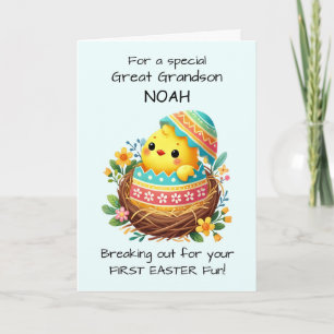 Great Grandson First Easter Chick Breaking Out Card