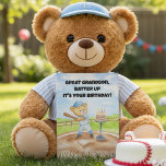 Great Grandson Happy Birthday Baseball Teddy Bear Card<br><div class="desc">Celebrate your great grandson’s special day with this hand-painted watercolor birthday design featuring an adorable teddy bear getting ready to swing at a birthday cake perched on a tee. With its soft colours, playful tee ball theme, and sweet charm, this unique illustration creates a joyful and memorable card perfect for...</div>