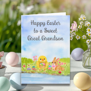 Great Grandson Happy Easter Baby Chick  Card