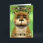 Great Grandson Leopard Jungle Birthday Card<br><div class="desc">A fun birthday card with a big leopard and jungle elements,  a bold Happy Birthday with leopard colors and spots,  sure to make any child have a smile as big as the cats :) - by Moonlake Designs</div>