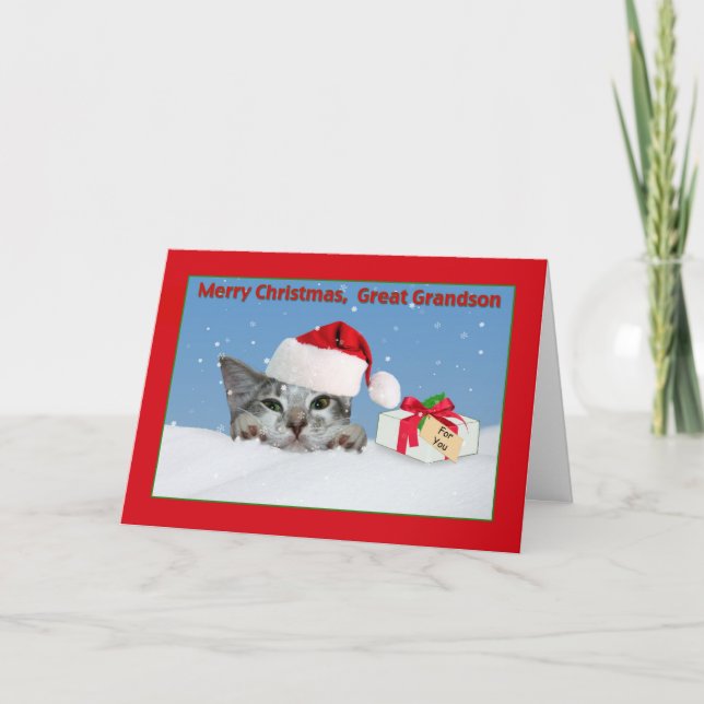 Great Grandson’s Kitten Christmas Card (Front)