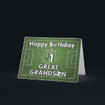 Great Grandson Soccer Birthday with Grass Field an Card<br><div class="desc">Your little soccer fan will love to receive this card on his Birthday. Send your best wishes to your Great Grandson with with this cute white and black ball on a grass field with your message.</div>