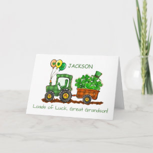Great Grandson St Patricks Day Tractor Loads Luck Card