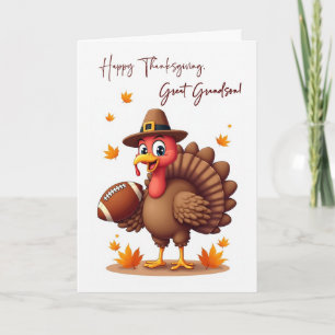 Great Grandson Thanksgiving Funny Turkey Football Card