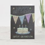 Great Grandson Trendy Chalk Board Effect With Cake Card<br><div class="desc">Great Grandson Trendy Chalk Board Effect,  With Cake</div>