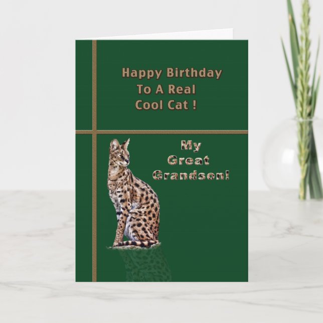Great Grandson's Birthday Card with Ocelot (Front)