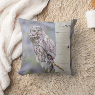 Great Gray Aspen Tree Branch Throw Pillow