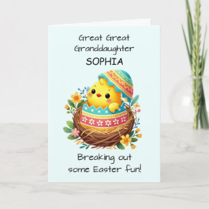 Great Great Granddaughter Personalize Easter Chick Card