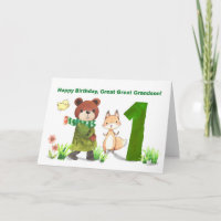 Great Great Grandson 1st Birthday Bear and Fox