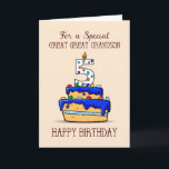 Great Great Grandson 5th Birthday, Sweet Blue Cake Card<br><div class="desc">Sweet blue icing,  colorful candies and a large number 5 candle tops this cake meant for your great great grandson’s 5th birthday celebration. Make the day more special for him with this card that brings special greetings on his special day.</div>