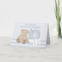 Great Great Grandson Blue Baptism Cake Teddy Bear