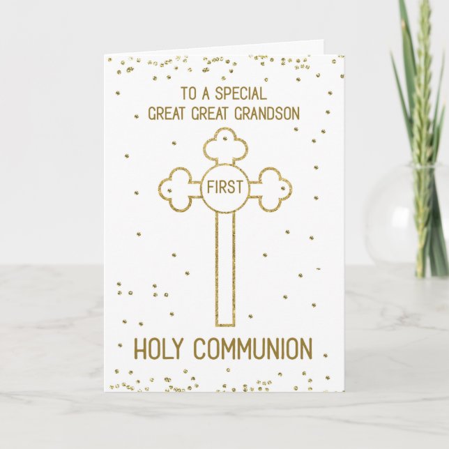 Great Great Grandson First Holy Communion Gold Card (Front)