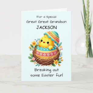 Great Great Grandson Personalize Easter Chick Card