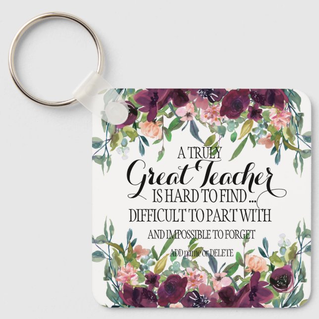Great Great teacher thank you appreciation gift Keychain (Front)