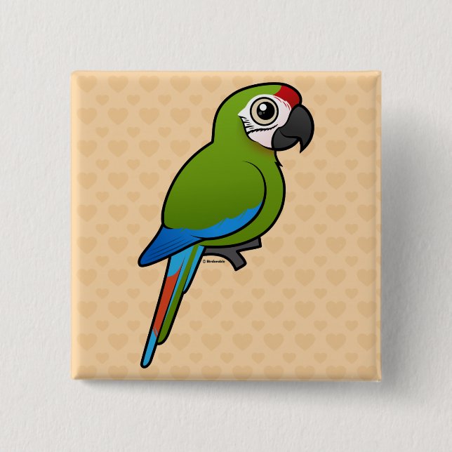 Great Green Macaw 2 Inch Square Button (Front)