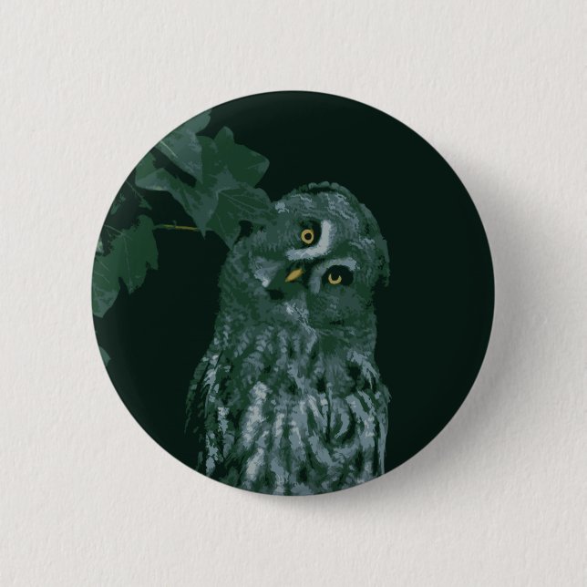 Great Grey Owl 2 Inch Round Button (Front)