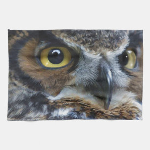 Great Grey Owl Eyes Wildlife Tea-Towel Kitchen Towel