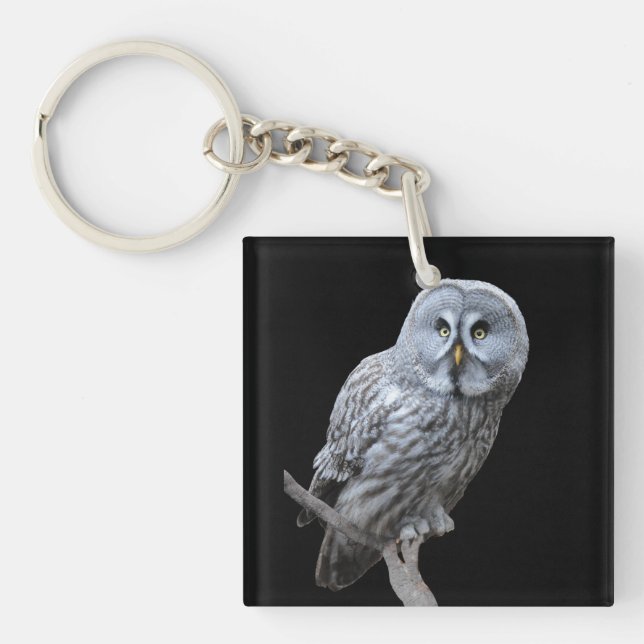 Great Grey Owl Keychain (Front)