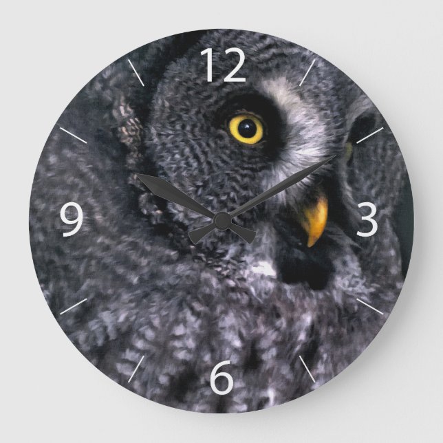 Great Grey Owl Large Clock (Front)