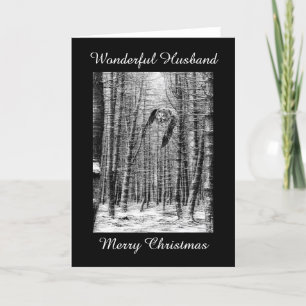 Great grey owl photograph Christmas Husband card