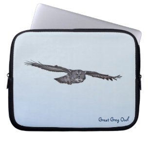 Great Grey Owl Raptor Wildlife Photo Laptop Sleeve