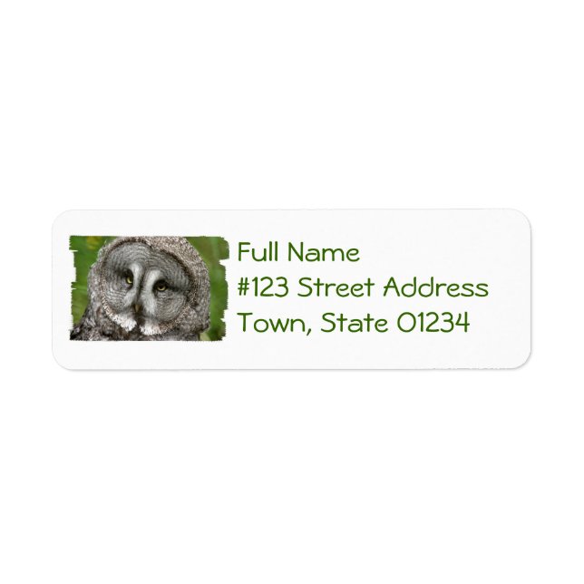 Great Grey Owl Return Address Mailing Label (Front)