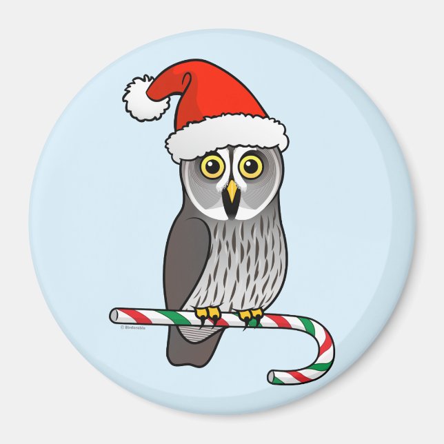 Great Grey Owl Santa Magnet (Front)