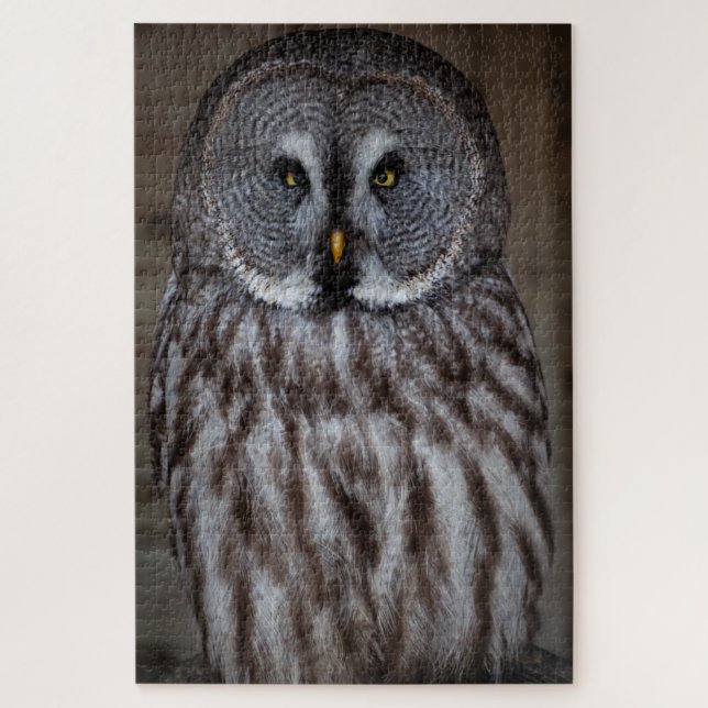 Great Grey Owl Standing Alone Jigsaw Puzzle (Vertical)