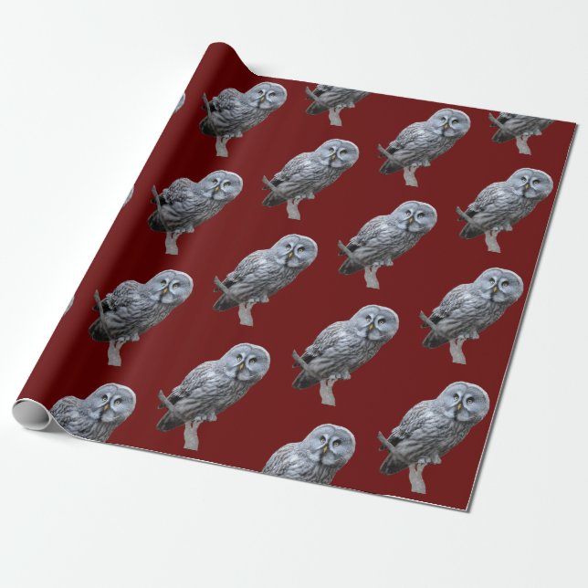 Great Grey Owl Wrapping Paper (Unrolled)