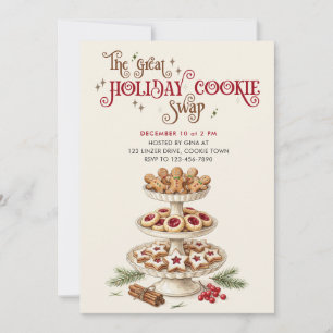 Great Holiday Cookie Swap Christmas Baking Party Invitation