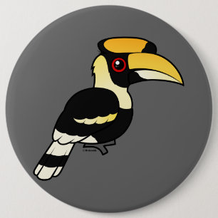 Great Hornbill 6 Inch Round Button