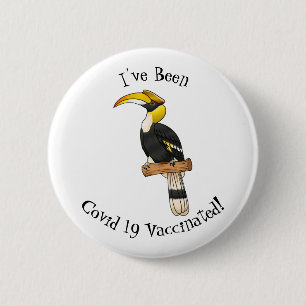 Great hornbill bird cartoon illustration 2 inch round button
