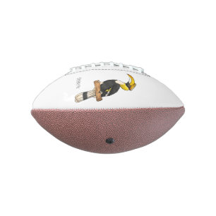 Great hornbill bird cartoon illustration football