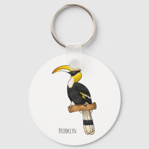 Great hornbill bird cartoon illustration keychain