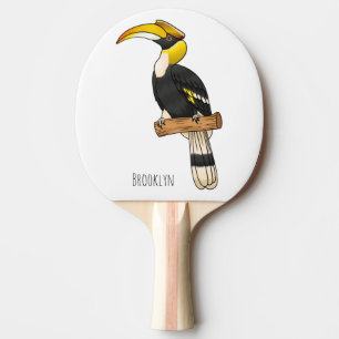 Great hornbill bird cartoon illustration ping pong paddle