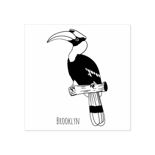 Great hornbill bird cartoon illustration rubber stamp (Imprint)
