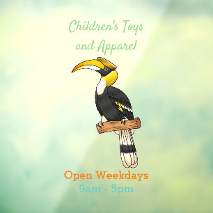 Great hornbill bird cartoon illustration window cling