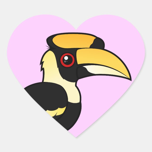 Great Hornbill Heart Sticker (Front)