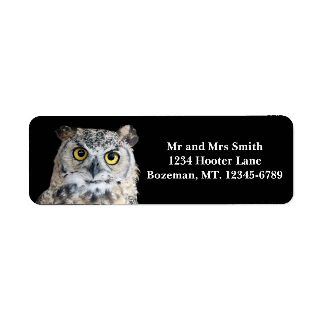 Great Horned Owen Adresse de retour (Devant)