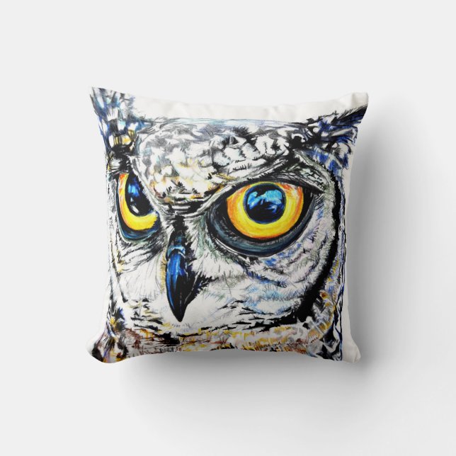 Great Horned Owl 41 x 41cm Throw Pillow (Front)