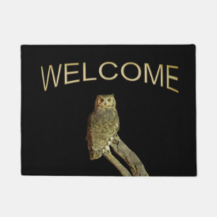 Great Horned Owl at Night Doormat