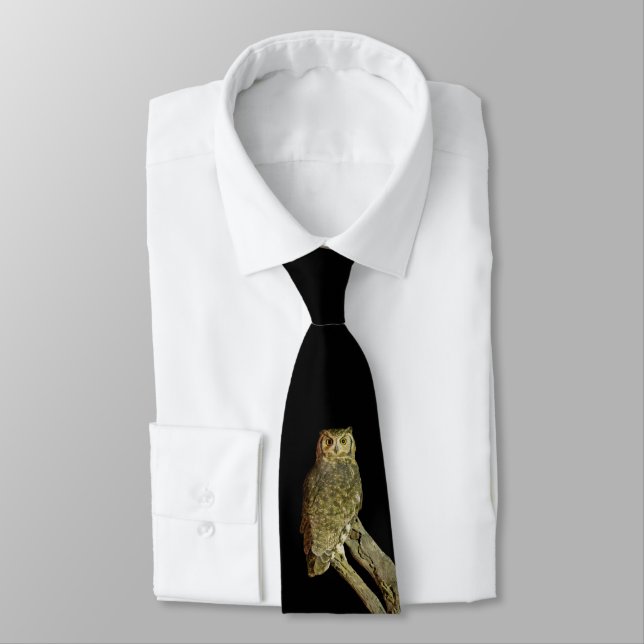 Great Horned Owl at Night Tie (Tied)