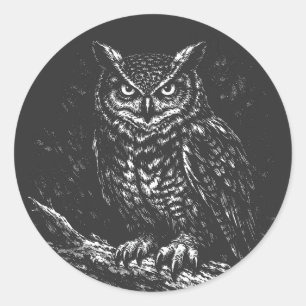 Great Horned Owl — by BurnsInHell Classic Round Sticker