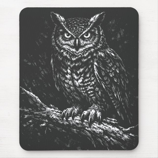 Great Horned Owl — by BurnsInHell Mouse Pad (Front)