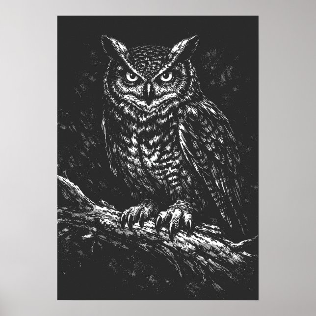 Great Horned Owl — by BurnsInHell Poster (Front)