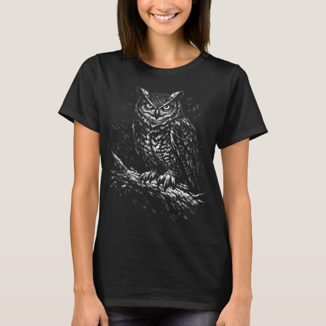 Great Horned Owl — by BurnsInHell T-Shirt (Front)