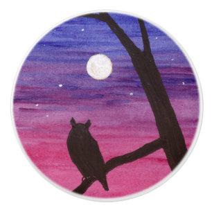 Great Horned Owl Ceramic Knob
