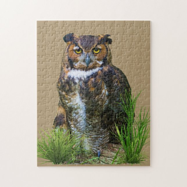 Great Horned Owl Customizable Jigsaw Puzzle (Vertical)