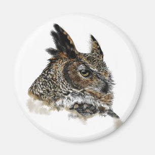 Great Horned Owl Drawing Magnet